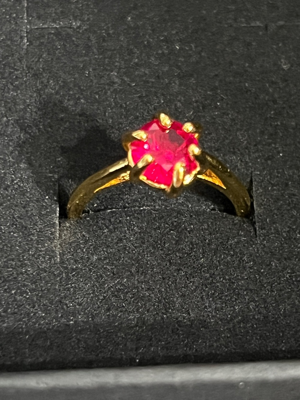 Handmade 1 ct Ruby set in GP adjustable ring